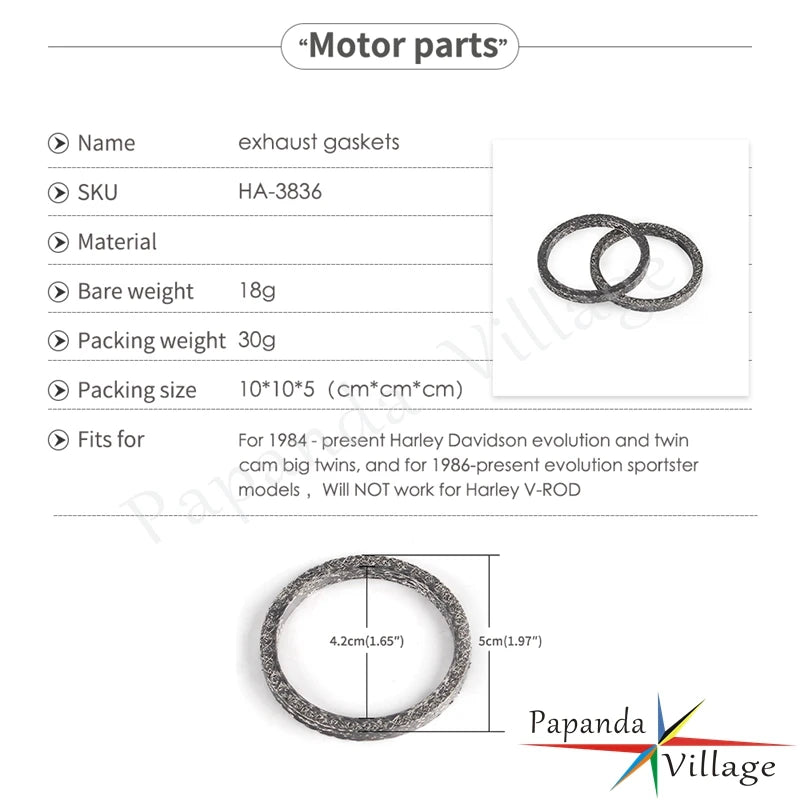 Joints d'échappement de culasse pour Harley Big Twin et Sportster - vue 3