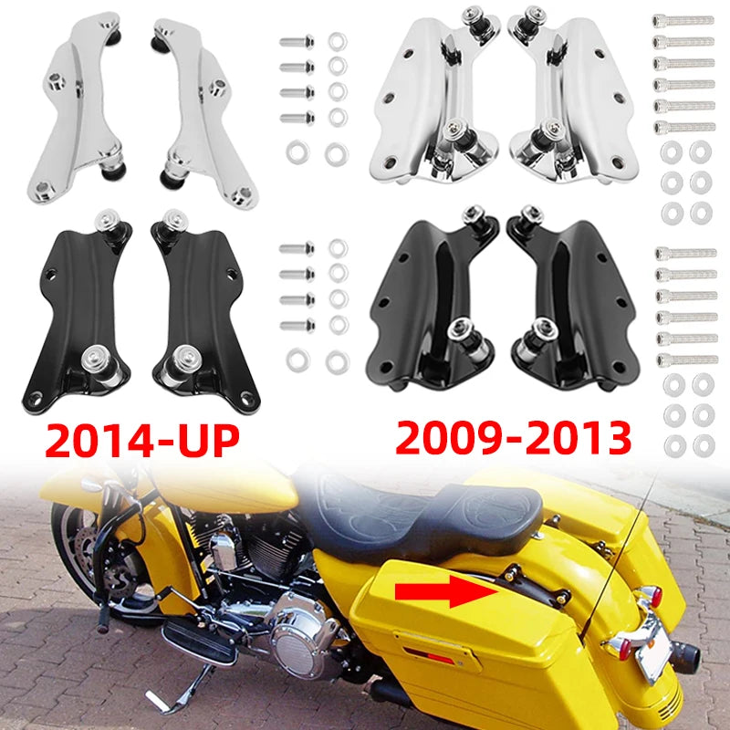Kit de fixation amovible 4 points noir ou chrome pour Harley Touring - vue 1