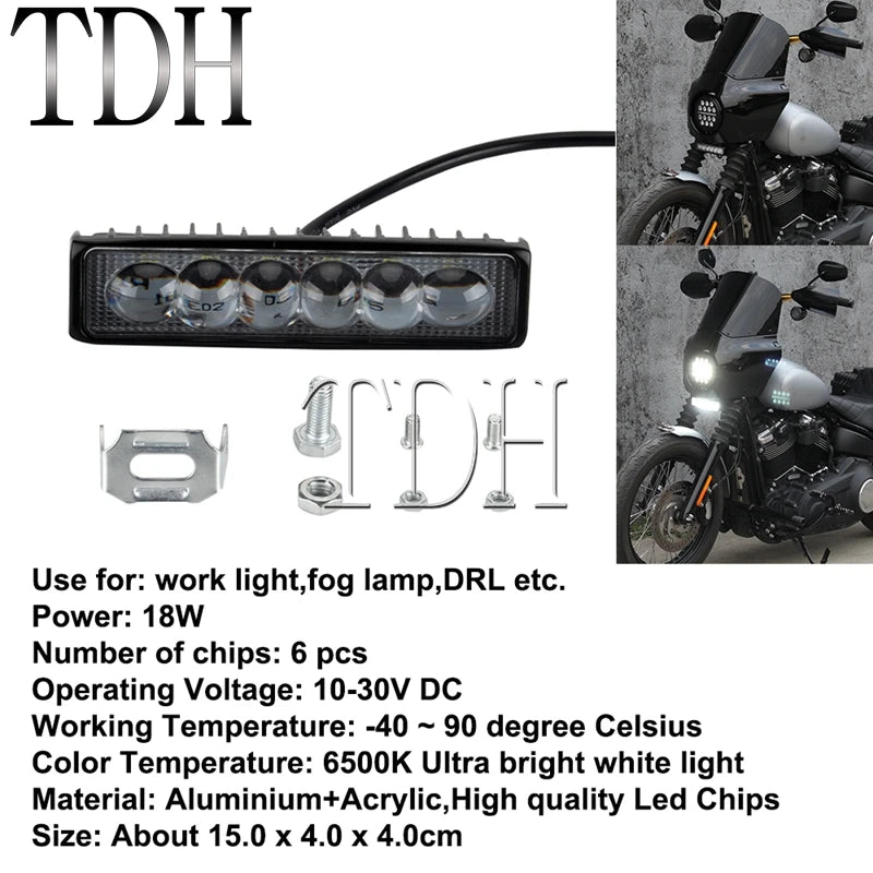 Phare LED 5,75 pouces et barre LED pour Harley Dyna - vue 9