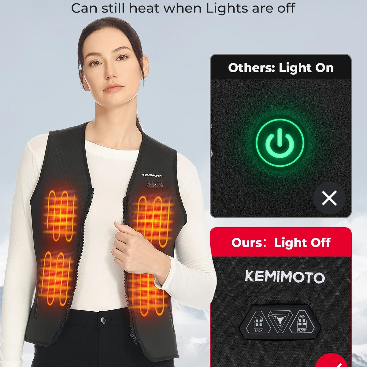 Gilet chauffant femme noir avec batterie externe - vue 3