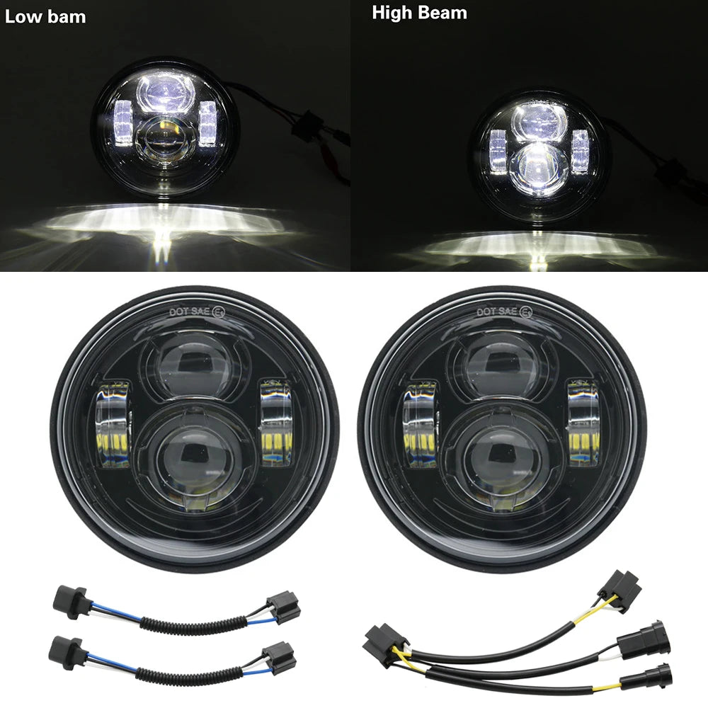 Double phare LED rond pour Harley-Davidson Dyna Fat Bob FXDF - vue 7