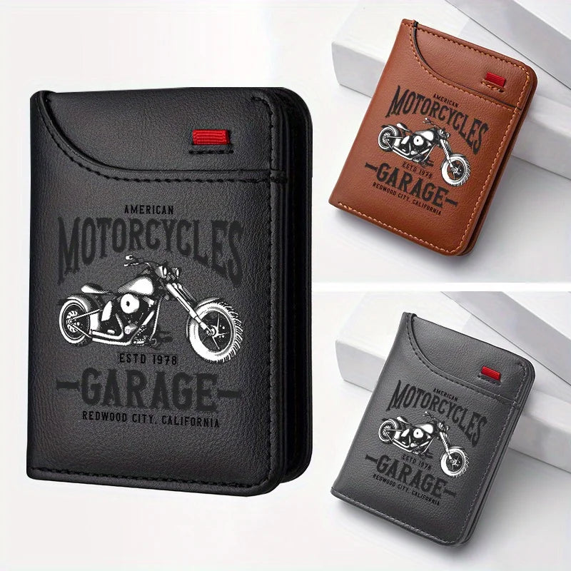 Portefeuille biker marron en cuir PU multi-cartes - vue 3