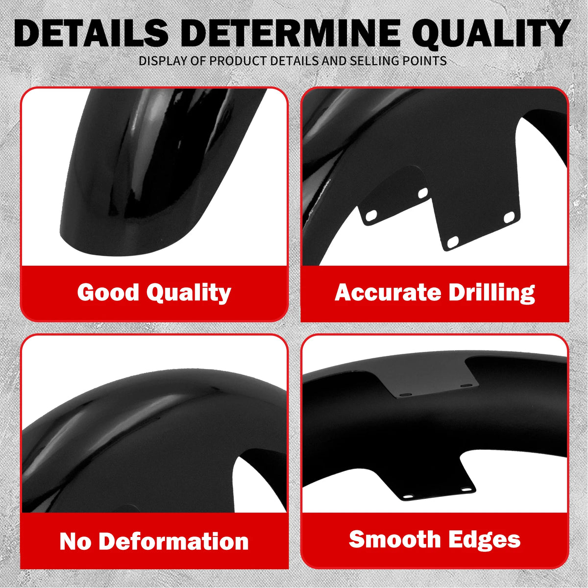 Garde-boue avant moto en acier noir brillant 21 pouces pour Harley Touring - vue 4