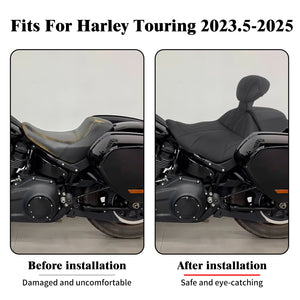 Selle biplace noire avec dossier pour Harley-Davidson Touring - vue 2