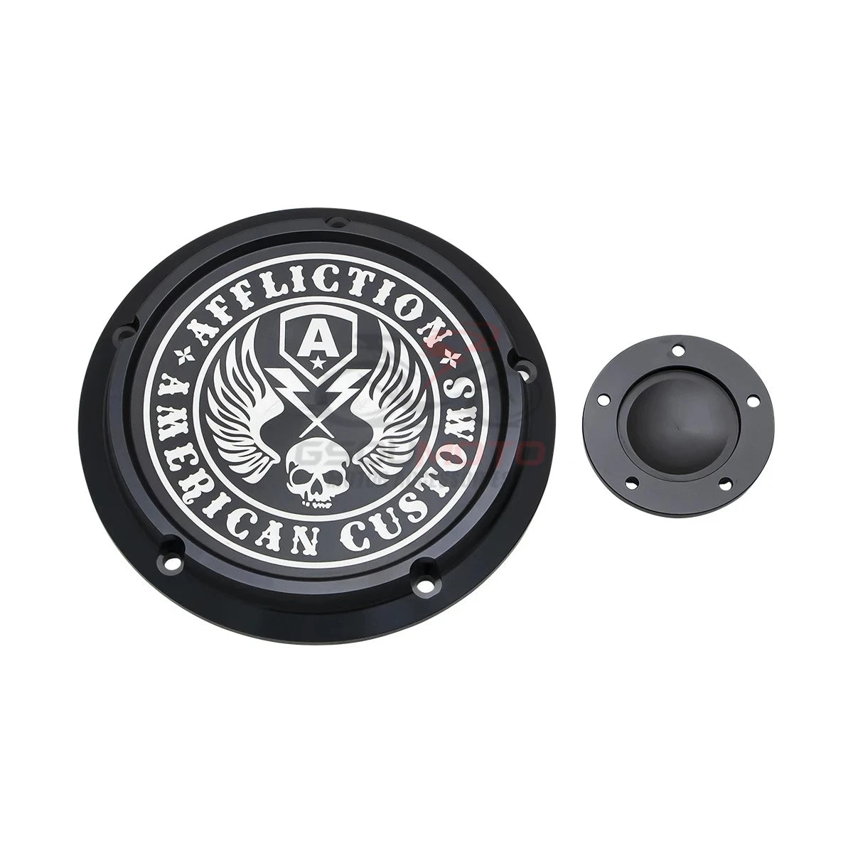 Derby cover noir gravé pour Harley Touring Softail Dyna - vue 10