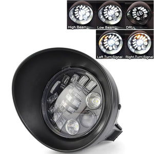 Phare LED rond noir 5,75 pouces pour moto custom et Harley-Davidson - vue 12