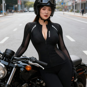 Blouson moto femme WOSAWE léger mesh noir - vue 3
