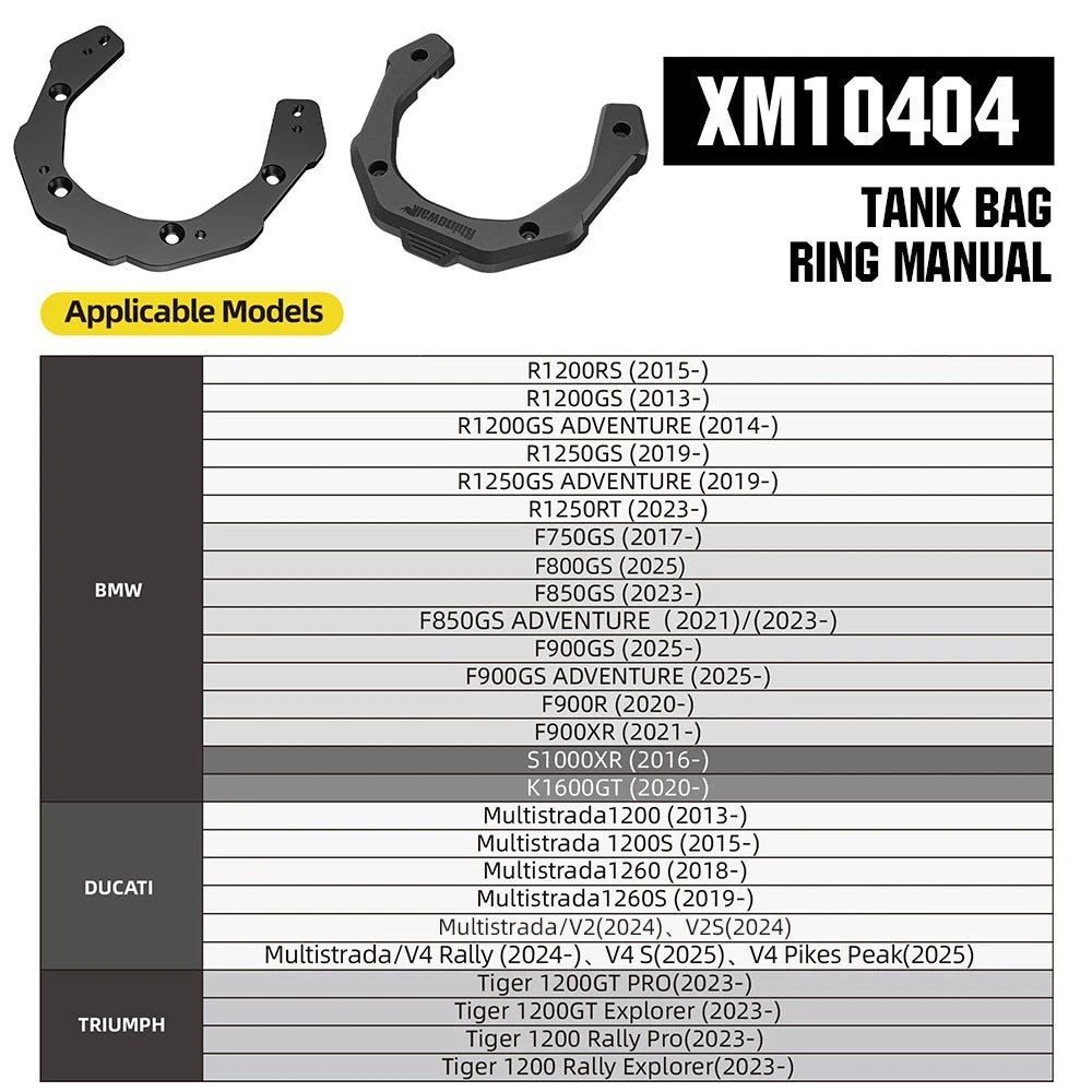 Sac de réservoir moto Rhinowalk noir à fixation magnétique - vue 12