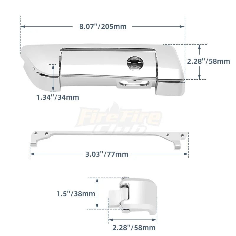 Kit de charnières, loquet et serrure pour sacoche rigide Harley Touring 2014+ - vue 6
