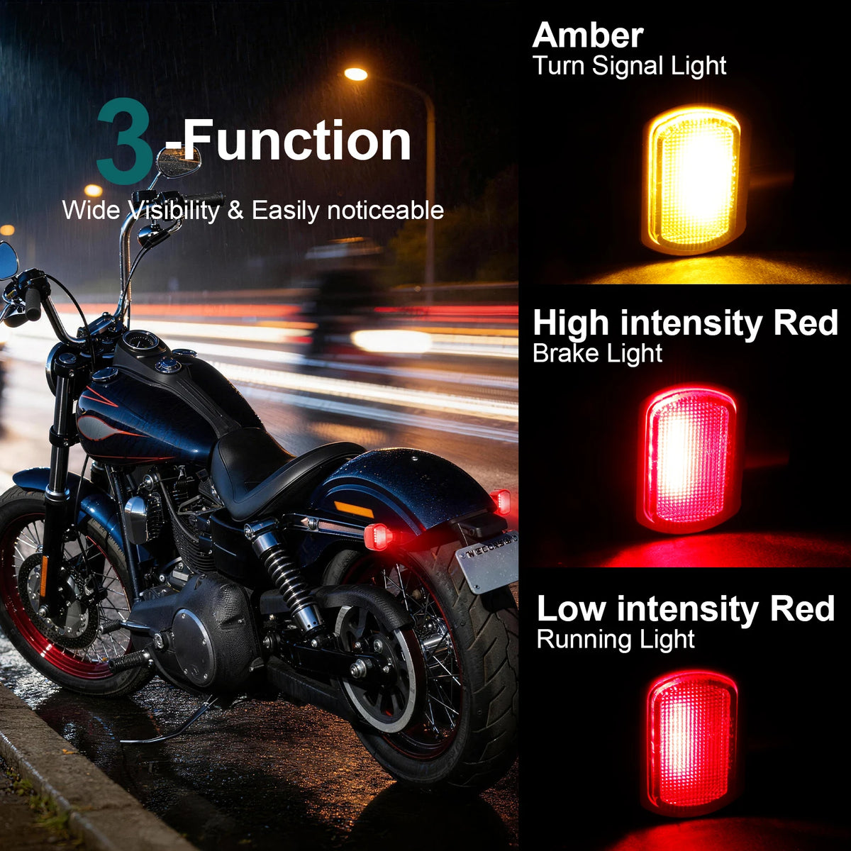 Clignotants arrière LED mini avec stop et veilleuse pour Harley Touring, Softail, Sportster et Dyna - vue 5