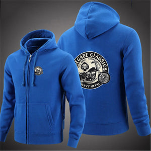 Sweat Zippé Homme Uni Manches Longues Esprit Moto - vue 2