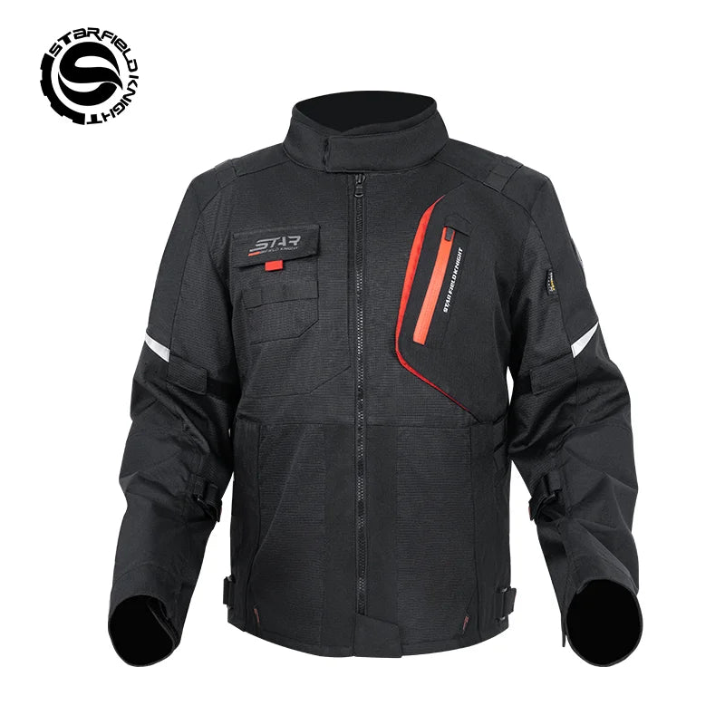 Blouson moto noir avec doublure amovible - vue de face - vue 1