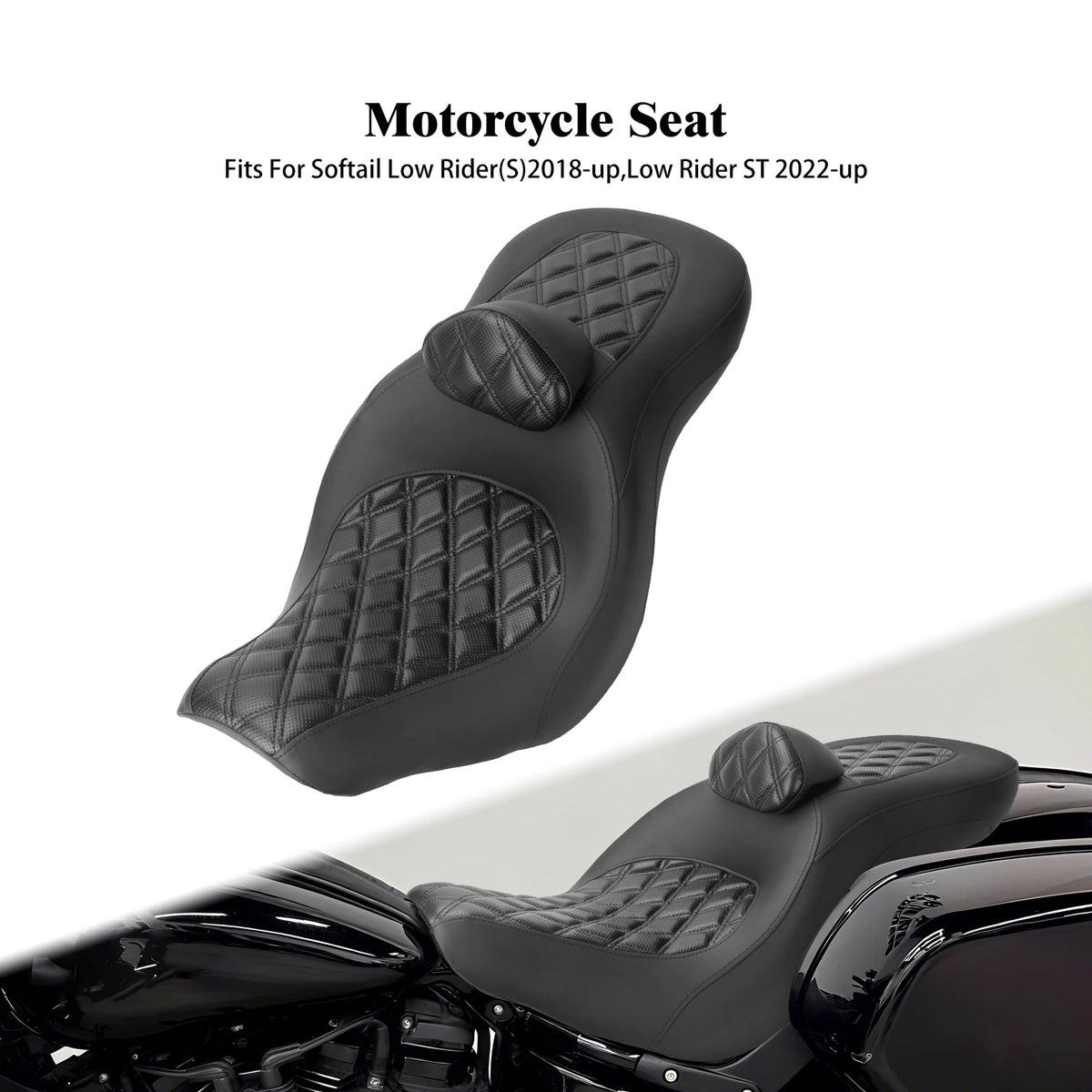 Selle duo noire avec dossier pour Harley-Davidson Softail - vue 8