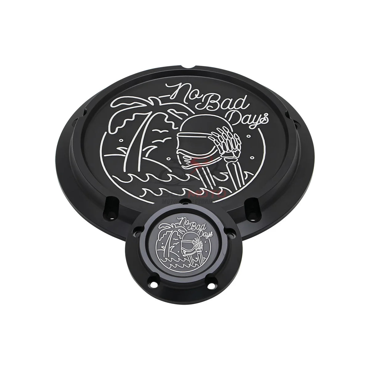 Derby cover noir gravé pour Harley Touring Softail Dyna - vue 6