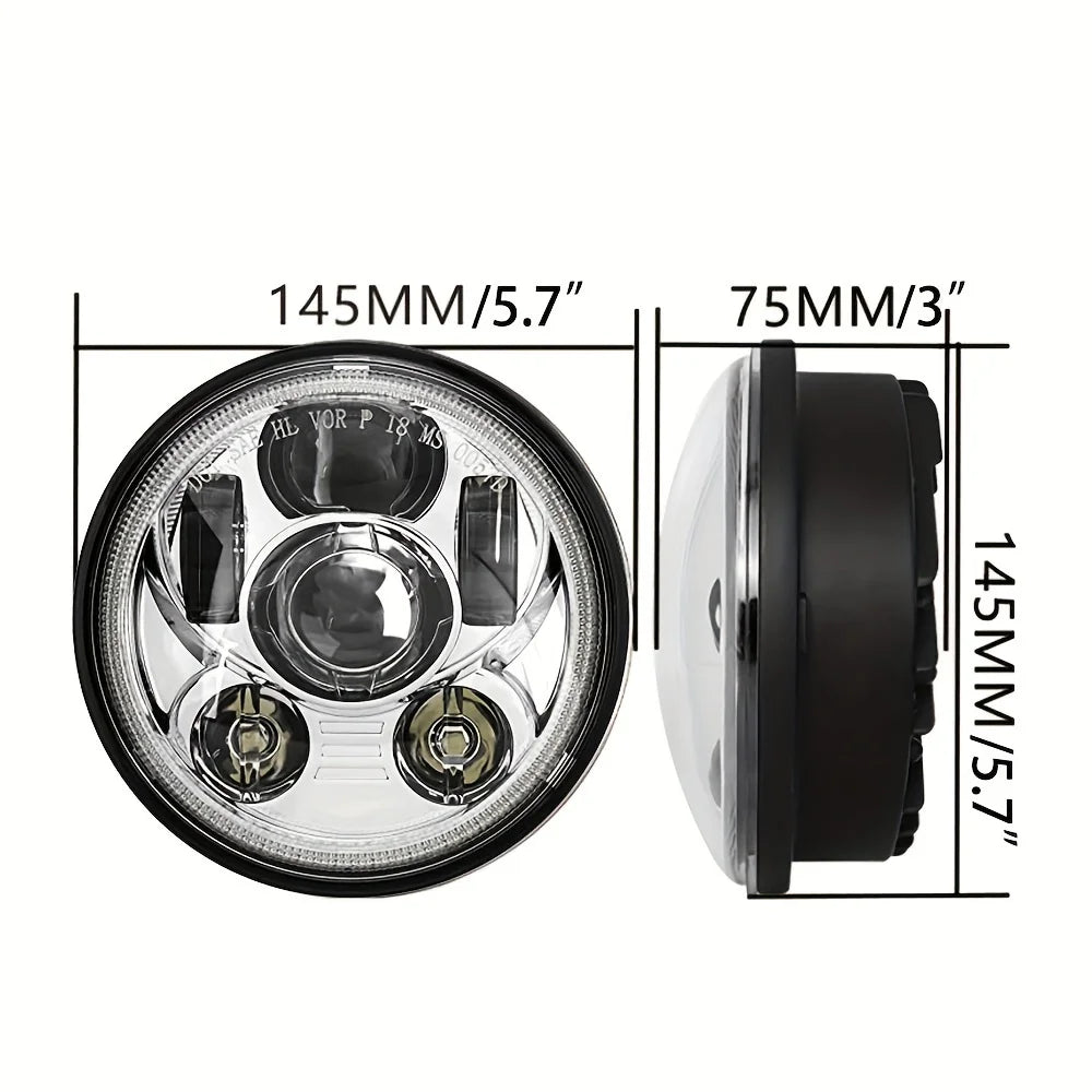 Phare LED 5,75 pouces noir pour Harley Dyna Sportster Softail - vue 3