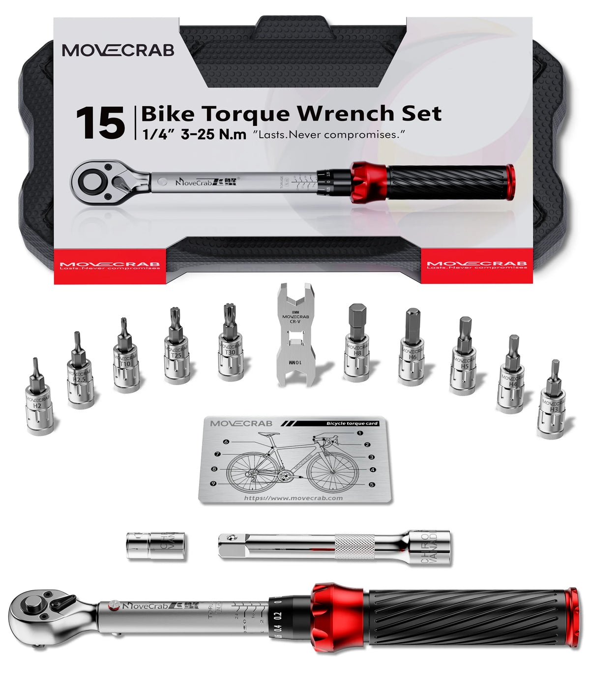 Kit de Clés Dynamométriques Mécaniques Premium 9 Pièces 5-224 N.m - Moto, Vélo & Auto – photo 9/9