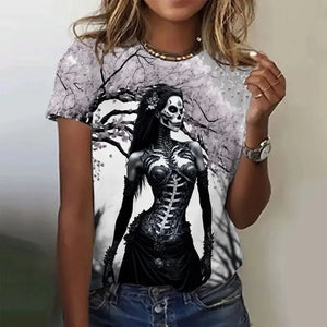 T-shirt Femme Crâne Rose Vintage Oversize - vue 7