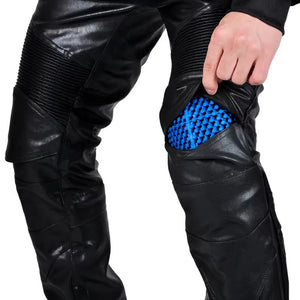 Pantalon Moto Cross Homme Cuir PU Protections CE Genoux Hanches - vue 6