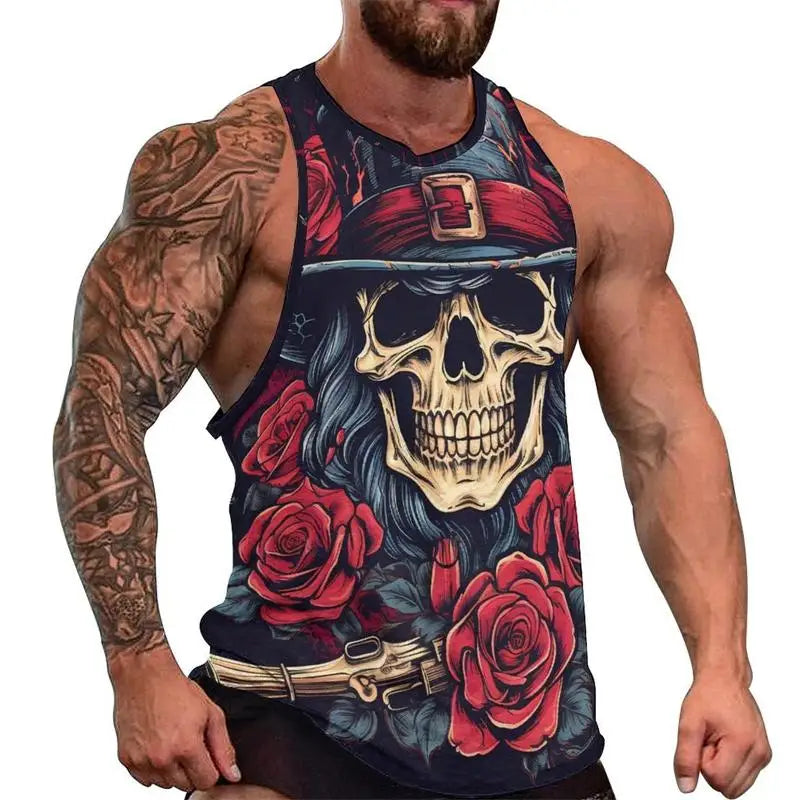 Débardeur crâne 3D oversize homme - vue 5