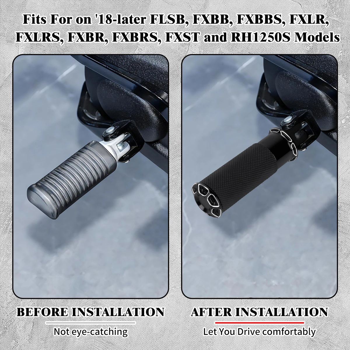 Repose-pied avant conducteur noir/chromé pour Harley-Davidson Softail Breakout FXBR/FXBRS et Low Rider FXLRS – photo 3/8