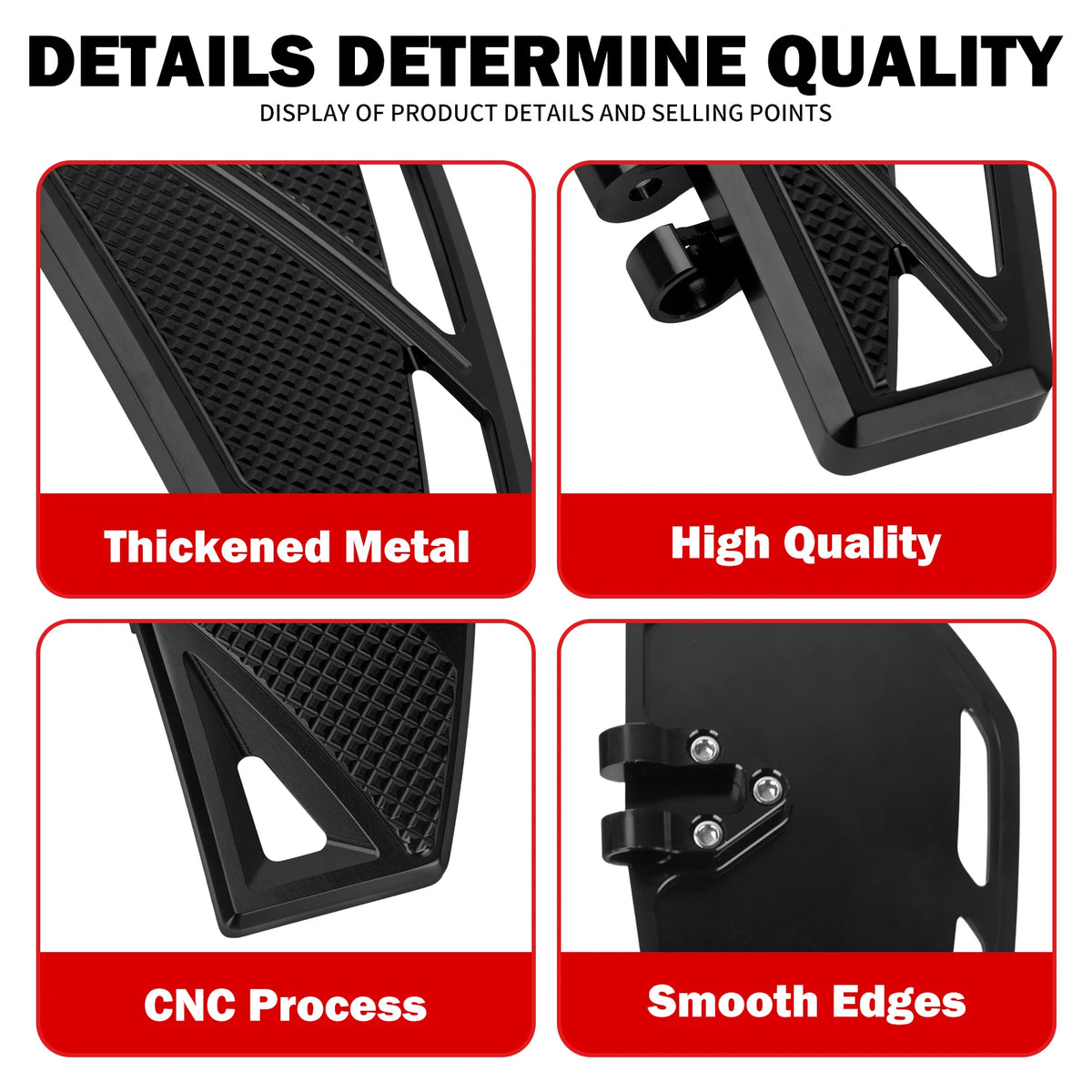 Plancher et repose-pieds en aluminium noir pour moto Harley-Davidson - vue 4
