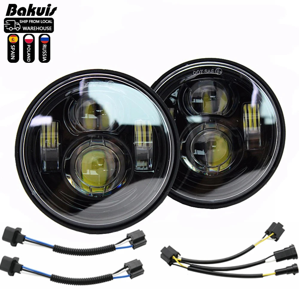 Double phare LED rond pour Harley-Davidson Dyna Fat Bob FXDF - vue 3