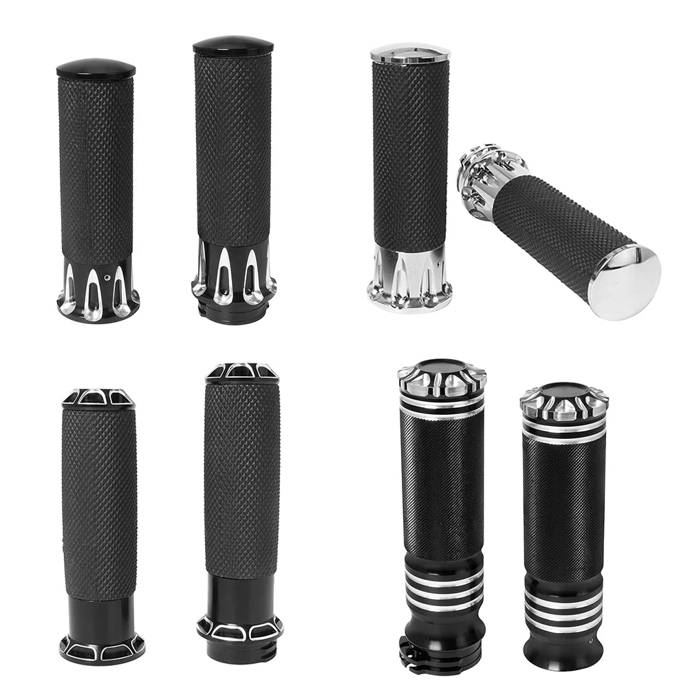Poignées de guidon aluminium et caoutchouc pour Harley Sportster Dyna Softail - vue 1