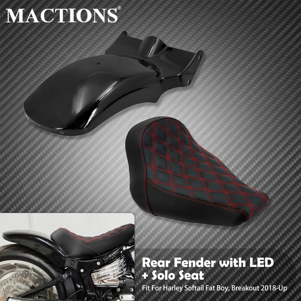 Garde-Boue Arrière Fer Forgé avec Selle Solo Conducteur - Harley-Davidson Softail Breakout & Fat Boy 2018-2023 – photo 7/7