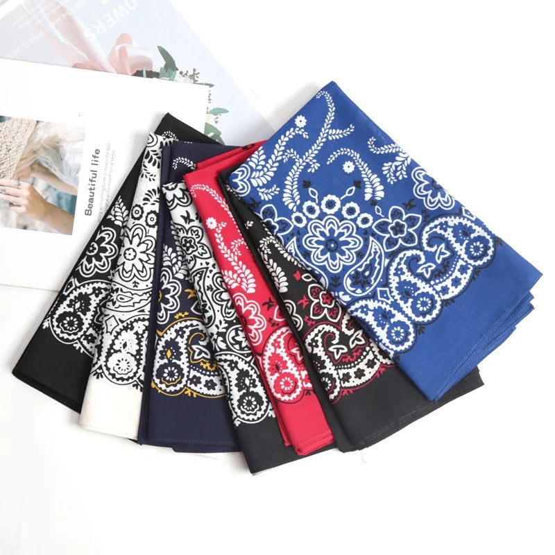 Bandana carré en coton motif cachemire - vue 3