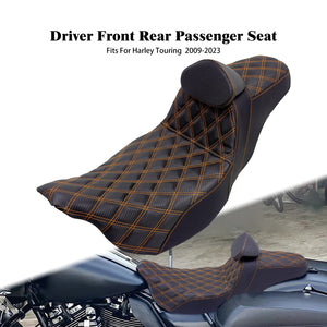 Selle biplace noire avec dossier pilote pour Harley-Davidson Road Glide - vue 9
