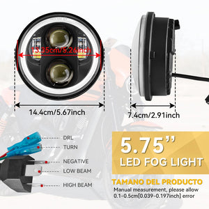 Phare LED 5,75" à anneau lumineux pour Harley - vue 4
