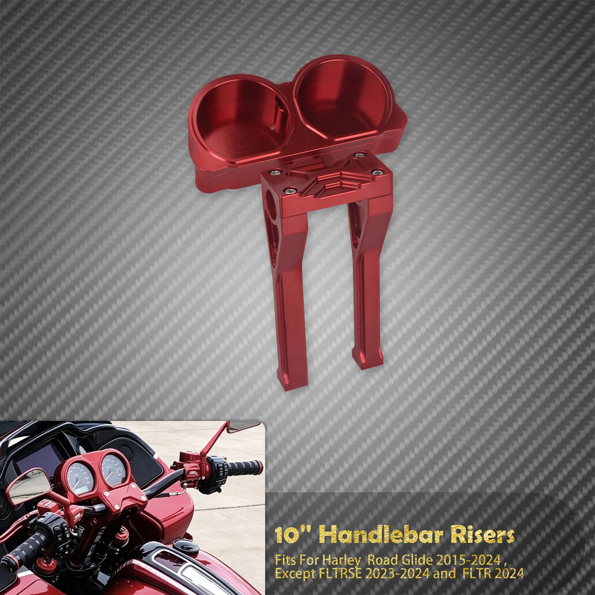 Rehausseurs de Guidon 10'' avec Déport de Compteur - Harley-Davidson Touring Road Glide FLTRX 2015-2024 – photo 8/9