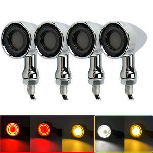 Clignotants LED universels avant/arrière type bullet avec veilleuse et feu stop moto - vue 10