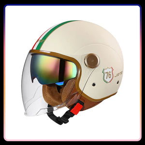 Casque moto jet rétro ouvert, vue de profil - vue 4