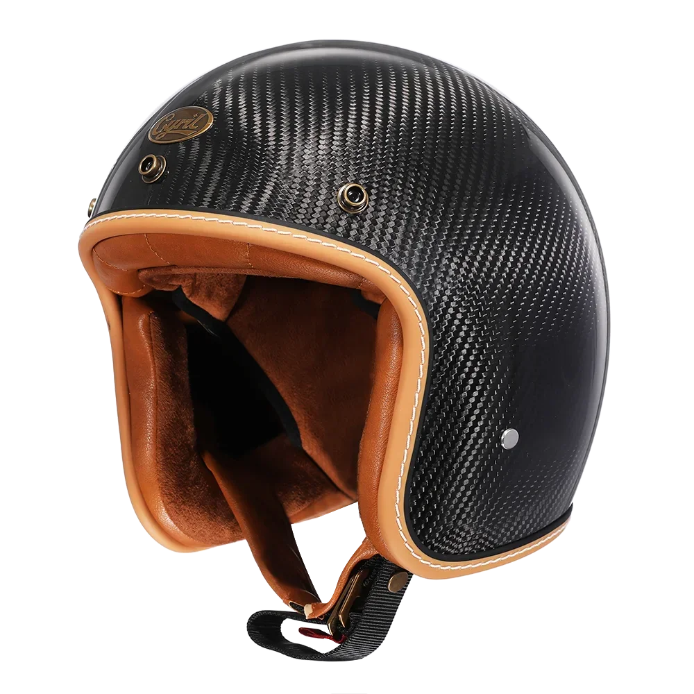 Casque moto jet léger fibre de verre noir - vue 3