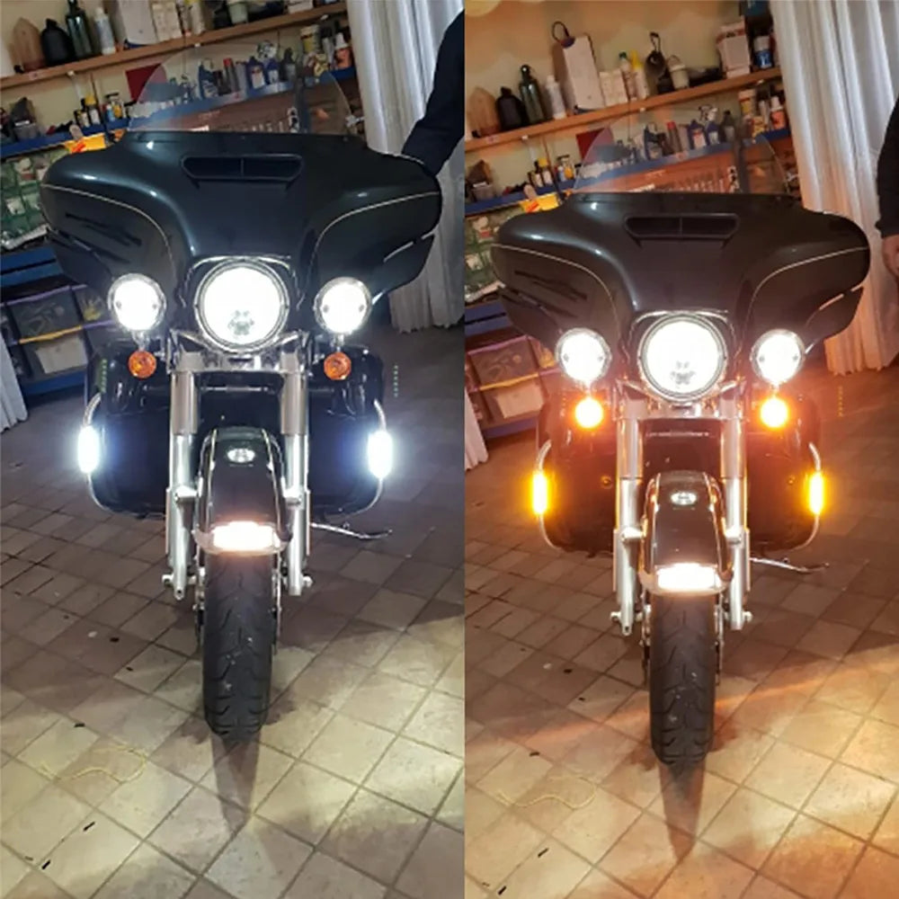 Feu LED chromé fixé sur un pare-carters de Harley-Davidson - vue 6