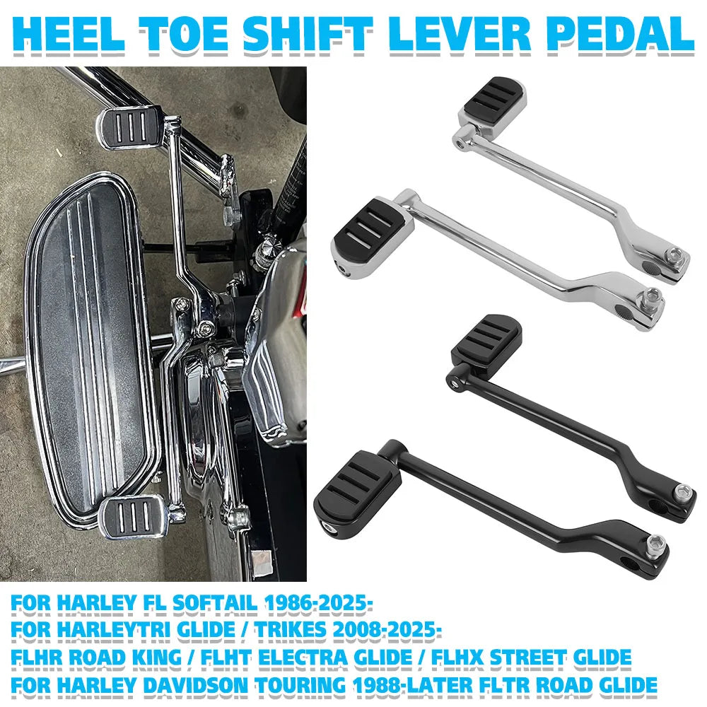 Levier de sélecteur talon-pointe avant/arrière avec pontets pour Harley-Davidson Softail (1986-2025), Touring (1988 et +) et Trike (2008-2025) – photo 1/7