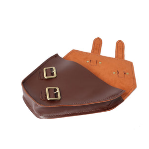 Sacoche latérale universelle en cuir noir et marron pour moto - vue 3