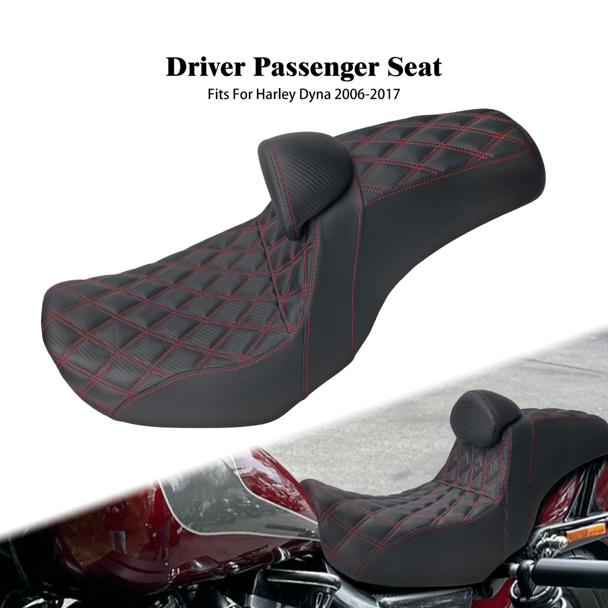 Selle biplace avec dossier pour Harley-Davidson Dyna - vue 9