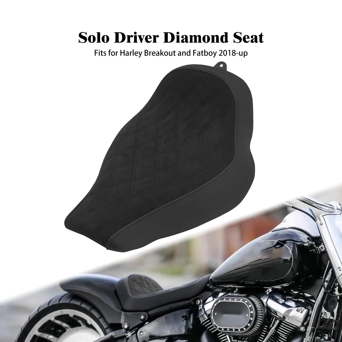 Selle solo pilote profil bas surpiqûres diamant pour Harley-Davidson Softail - vue 9