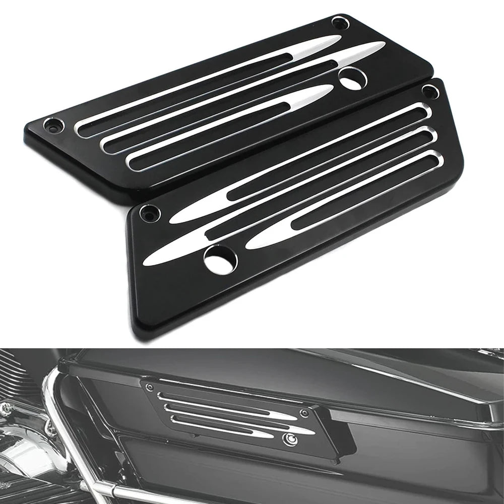 Caches de loquets de sacoches en aluminium CNC pour Harley Touring 1993-2013 - vue 1