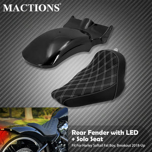 Garde-Boue Arrière Fer Forgé avec Selle Solo Conducteur - Harley-Davidson Softail Breakout & Fat Boy 2018-2023 – photo 1/7