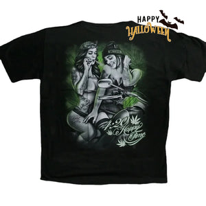 T-shirt femme moto imprimé tattoo 4:20, coton manches courtes - vue 1