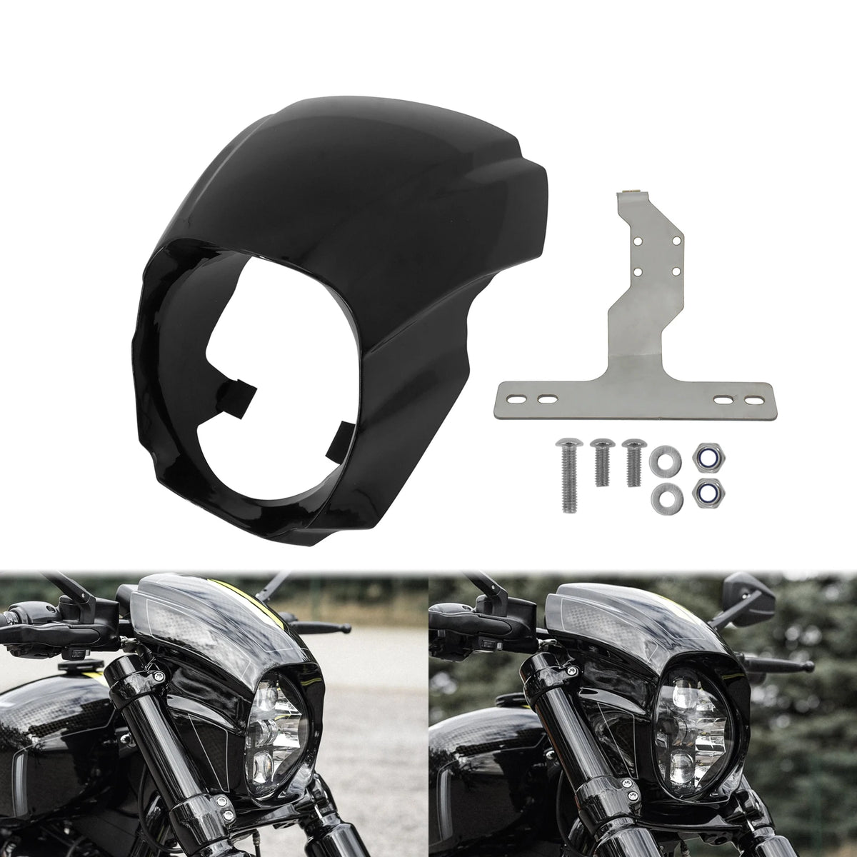 Carénage de Phare Avant Noir avec Pare-brise (Light Mask) - Harley-Davidson Softail Breakout FXBR/FXBRS 2018 et plus – photo 8/8