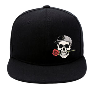 Casquette hip-hop à motifs tête de mort et rose - vue 3