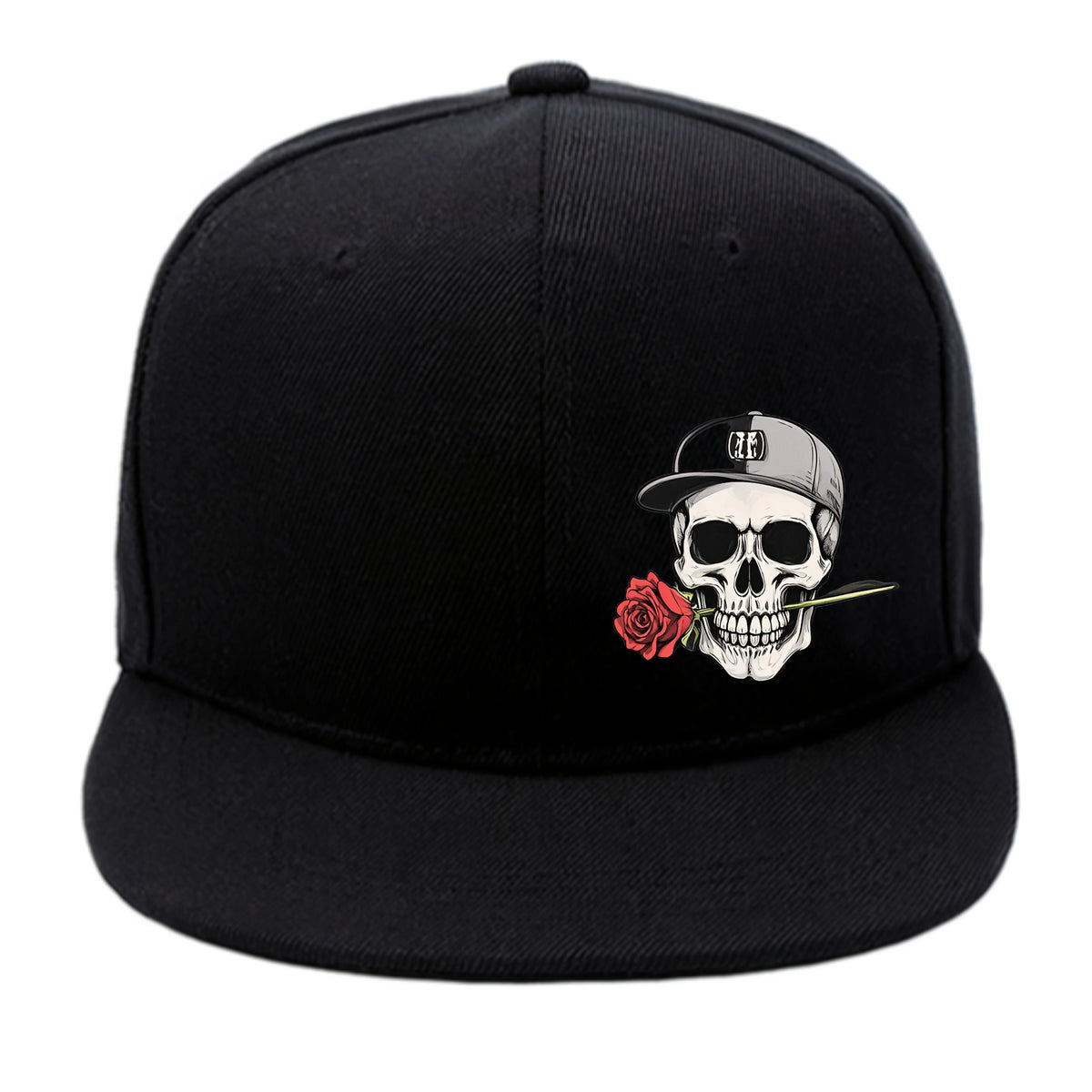 Casquette hip-hop à motifs tête de mort et rose - vue 3
