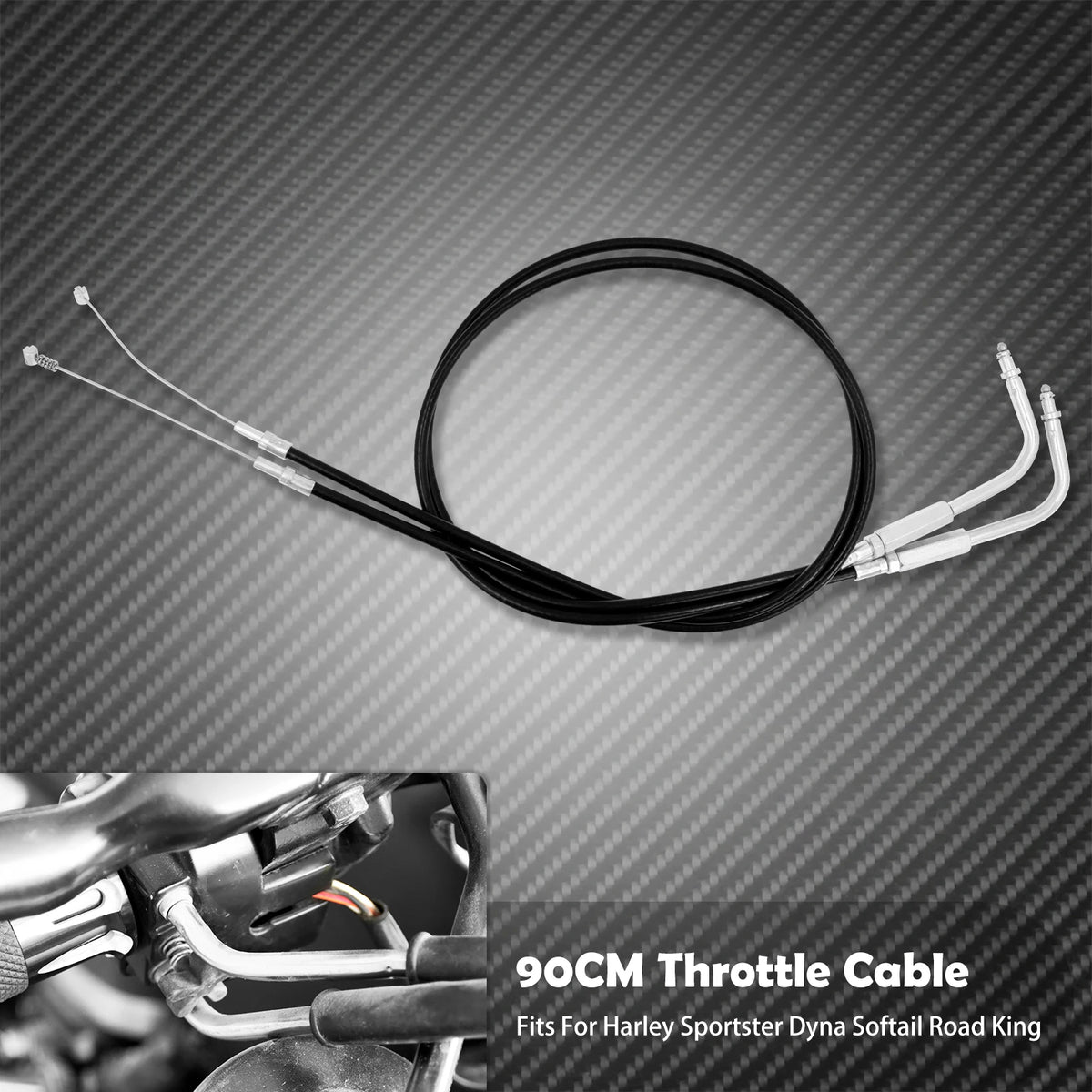 Câble d'Accélérateur/d'Embrayage en Acier (Plusieurs Longueurs) - Harley-Davidson Sportster, Touring, Dyna & Softail – photo 11/12