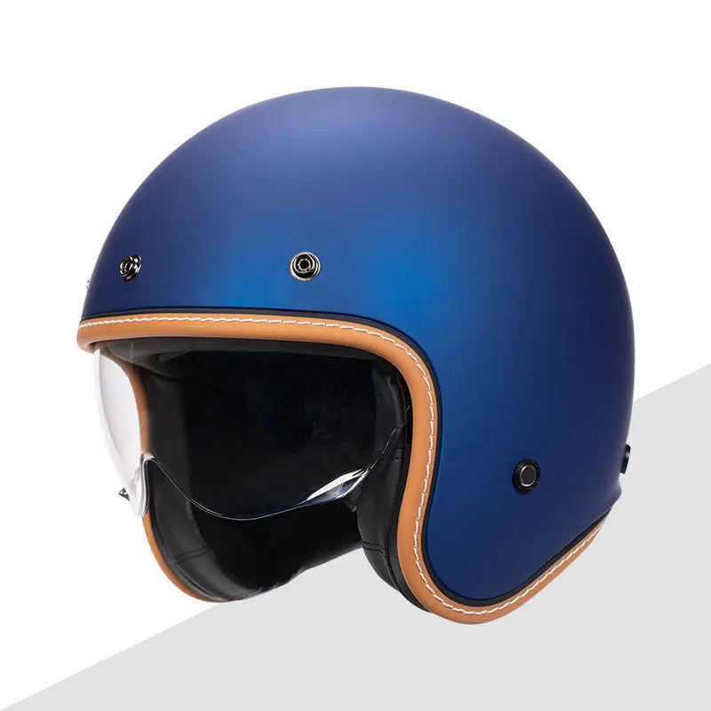 Casque moto jet rétro violet avec visière intégrée - vue 14