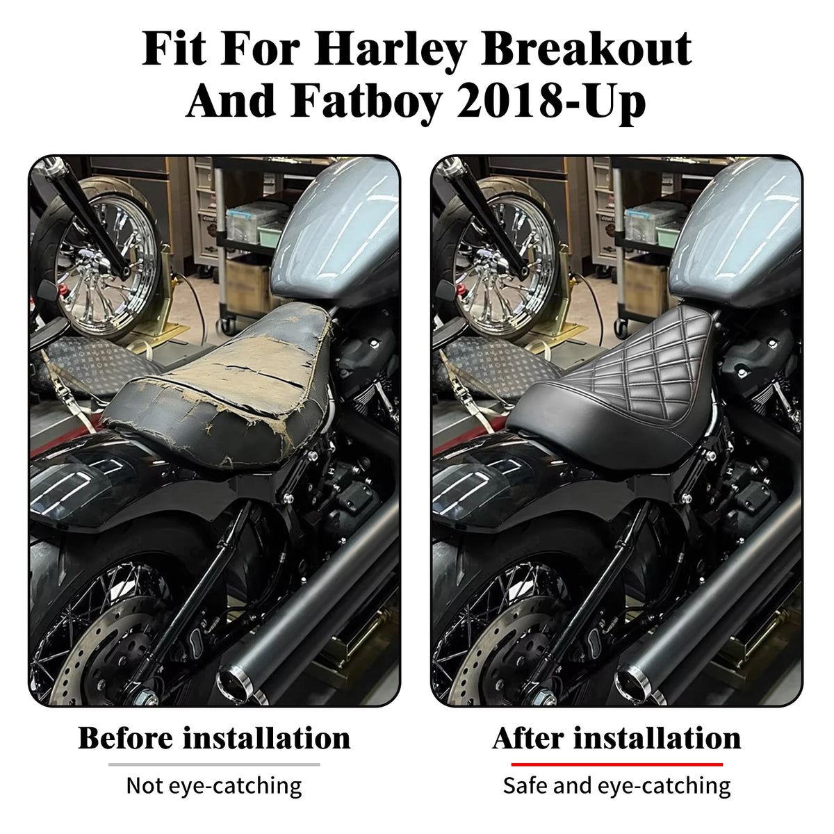 Selle solo et garde-boue arrière noir pour Harley-Davidson Softail - vue 2