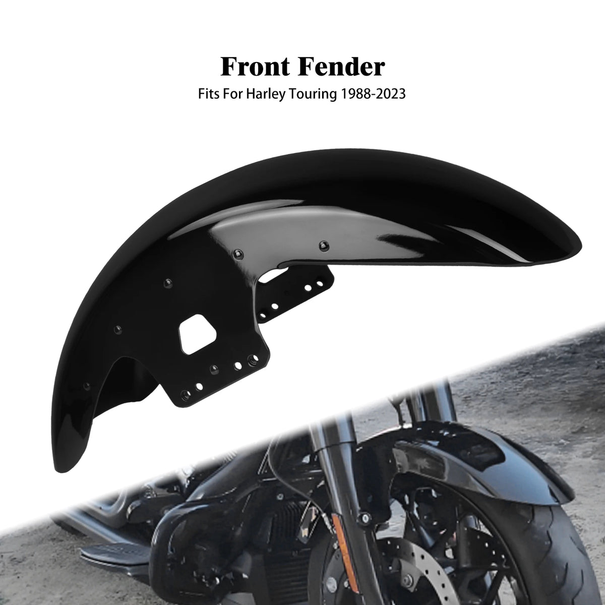 Garde-boue avant 19'' enveloppant en acier pour Harley-Davidson Touring - Electra Glide, Street Glide, Road King FLHTK 1988-2023 – photo 7/7